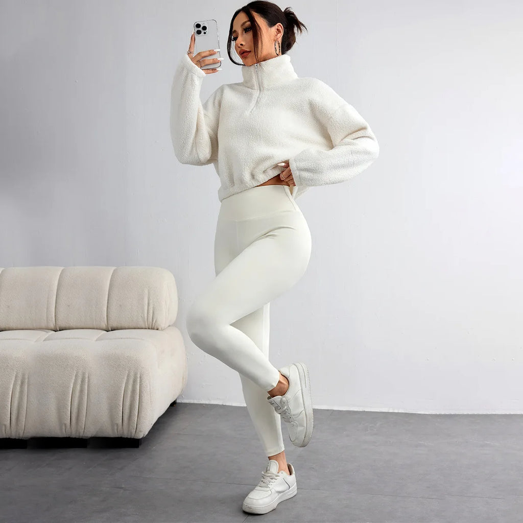 Women Three Pieces Hoodie Suits Furry Long Sleeve Pullovers with Tank Top Skinny Pants Women Sets Tracksuits Outfits Clothes