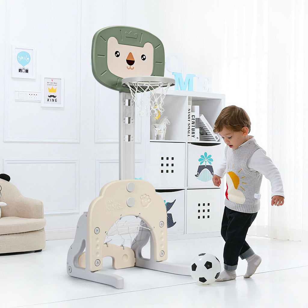 3-In-1 Basketball Hoop Set Stand with 5 Adjustable Height Levels