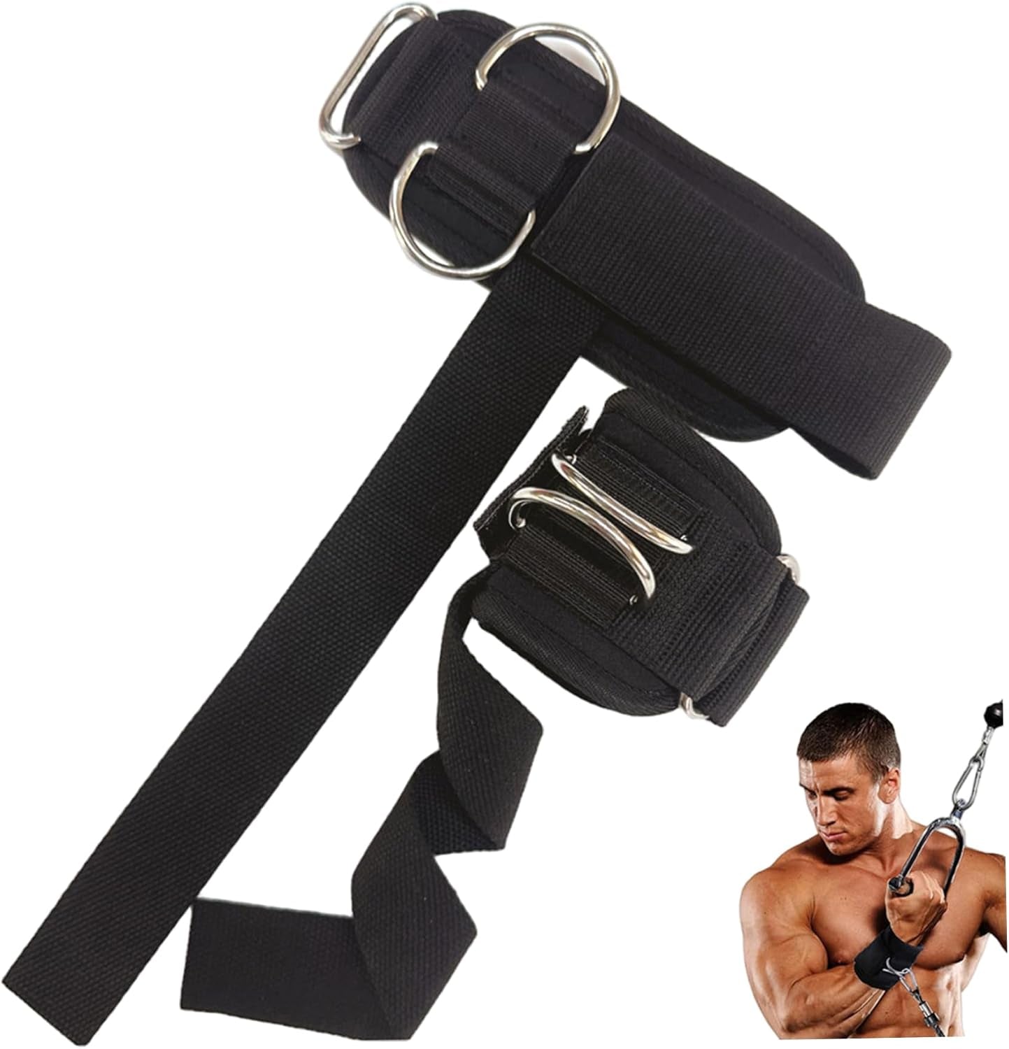 1 Pair Wrist Straps Weightlifting, Black Lifting Straps with Cuffed D Ring, Thick Comfortable Wrist Support for Weightlifting & Gym Training