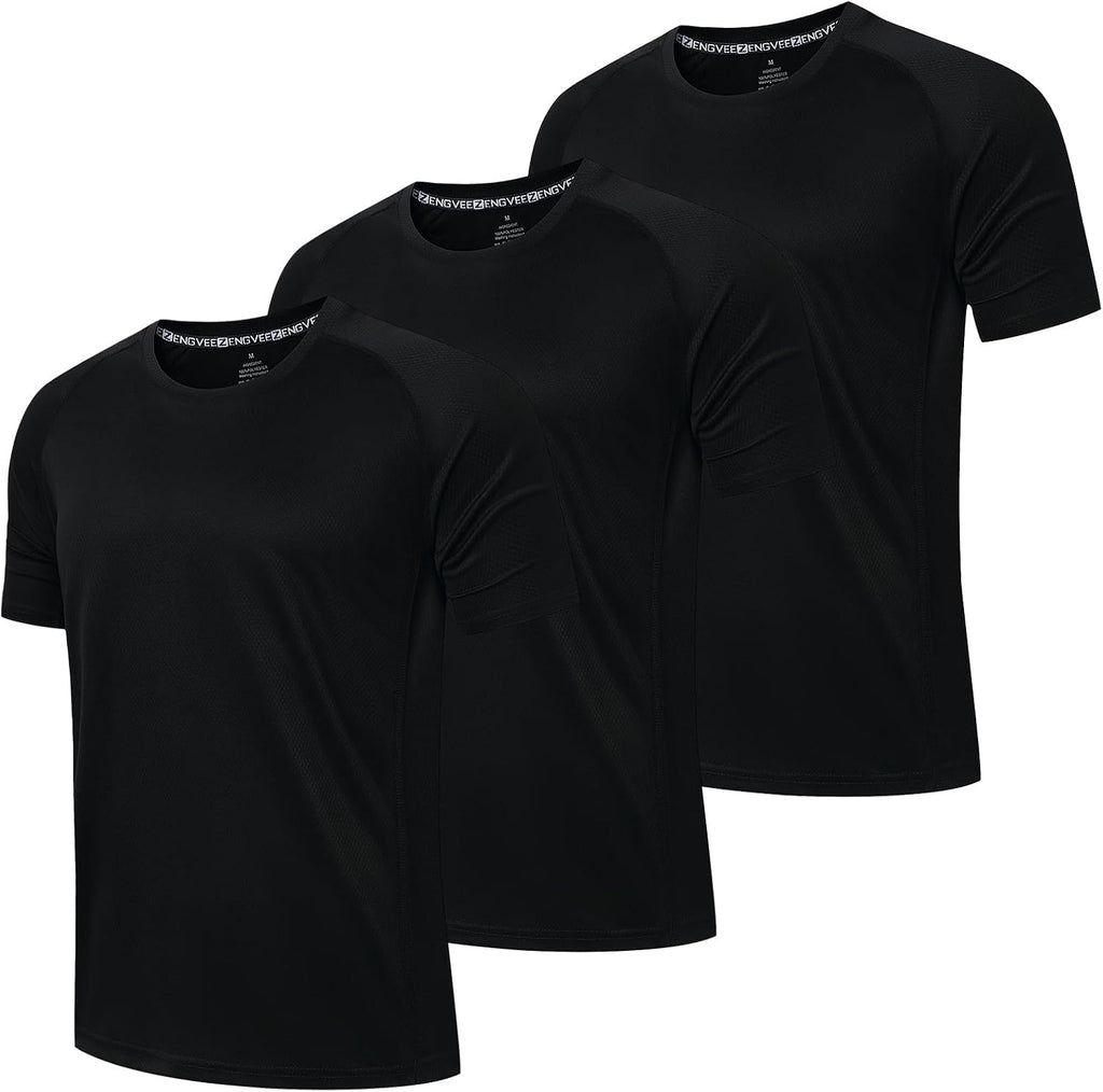 Men's 3-Pack Performance T-Shirts – Moisture-Wicking Gym & Training Tops