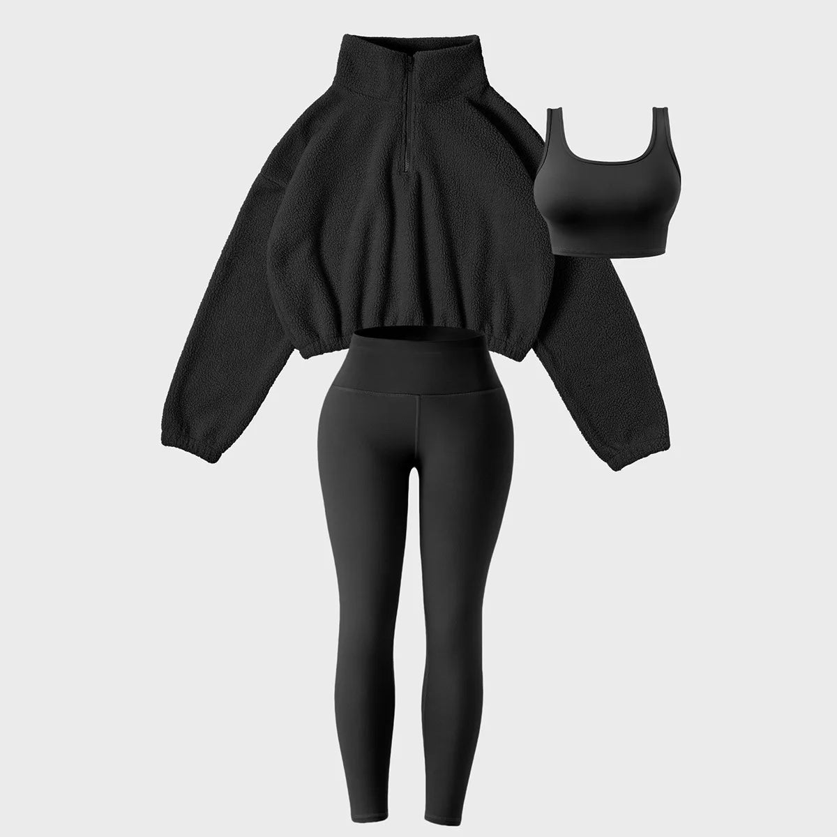 Women Three Pieces Hoodie Suits Furry Long Sleeve Pullovers with Tank Top Skinny Pants Women Sets Tracksuits Outfits Clothes