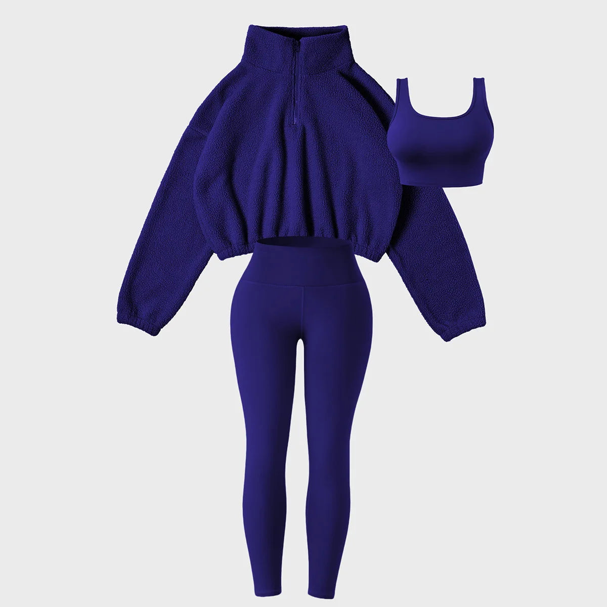 Women Three Pieces Hoodie Suits Furry Long Sleeve Pullovers with Tank Top Skinny Pants Women Sets Tracksuits Outfits Clothes