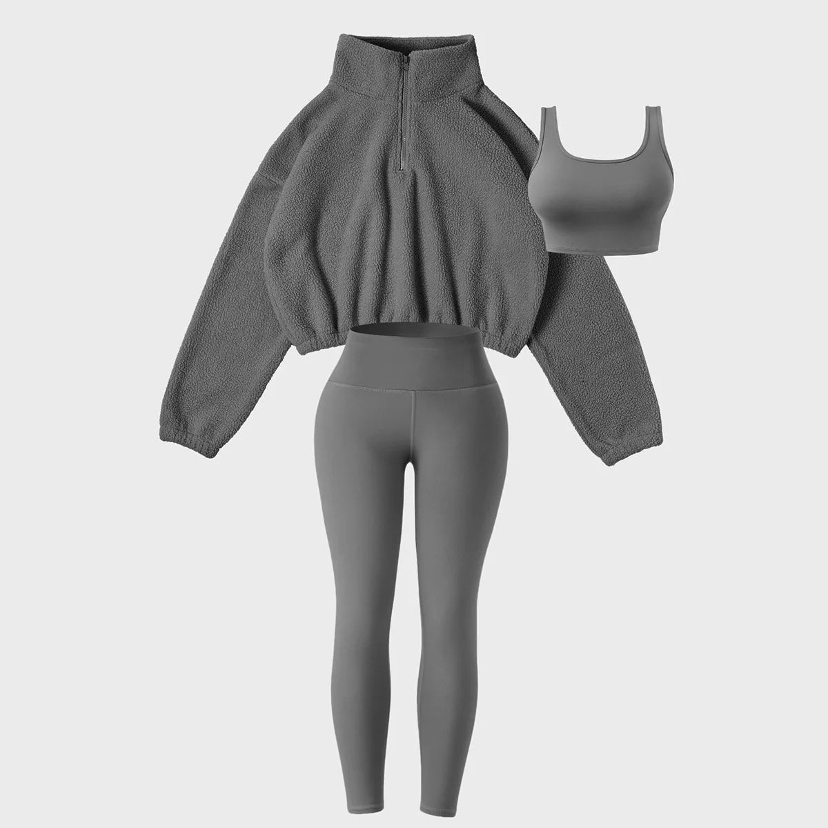 Women Three Pieces Hoodie Suits Furry Long Sleeve Pullovers with Tank Top Skinny Pants Women Sets Tracksuits Outfits Clothes