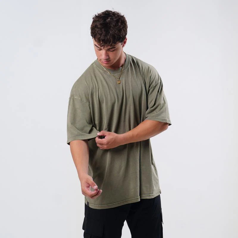 SHEFFWRLD FITNESS™ Oversized Acid Wash Gym T-Shirt | Premium Heavyweight Pump Cover