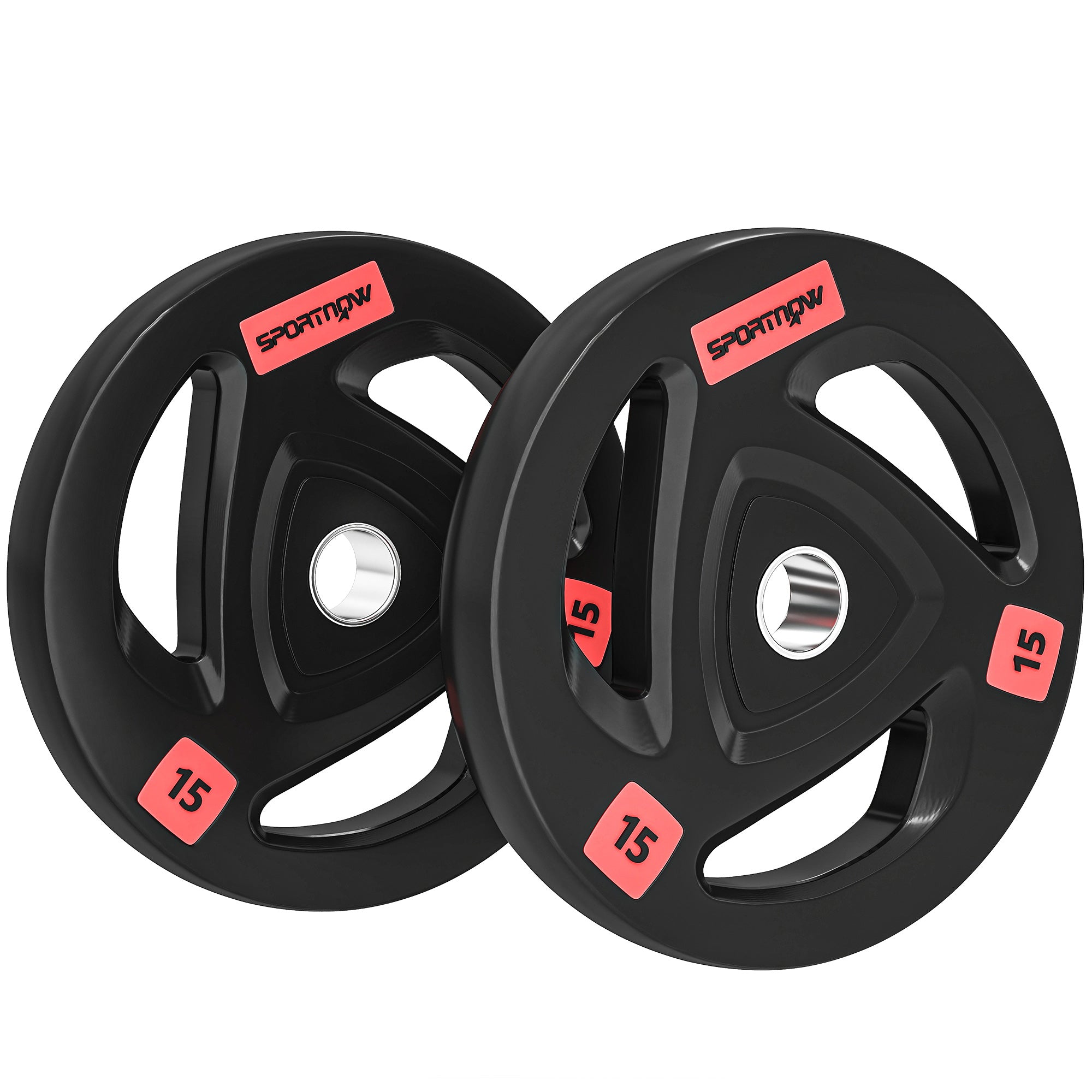 Two 10Kg Olympic Weight Plates, Tri-Grip Barbell Weights Set, with 5Cm Holes