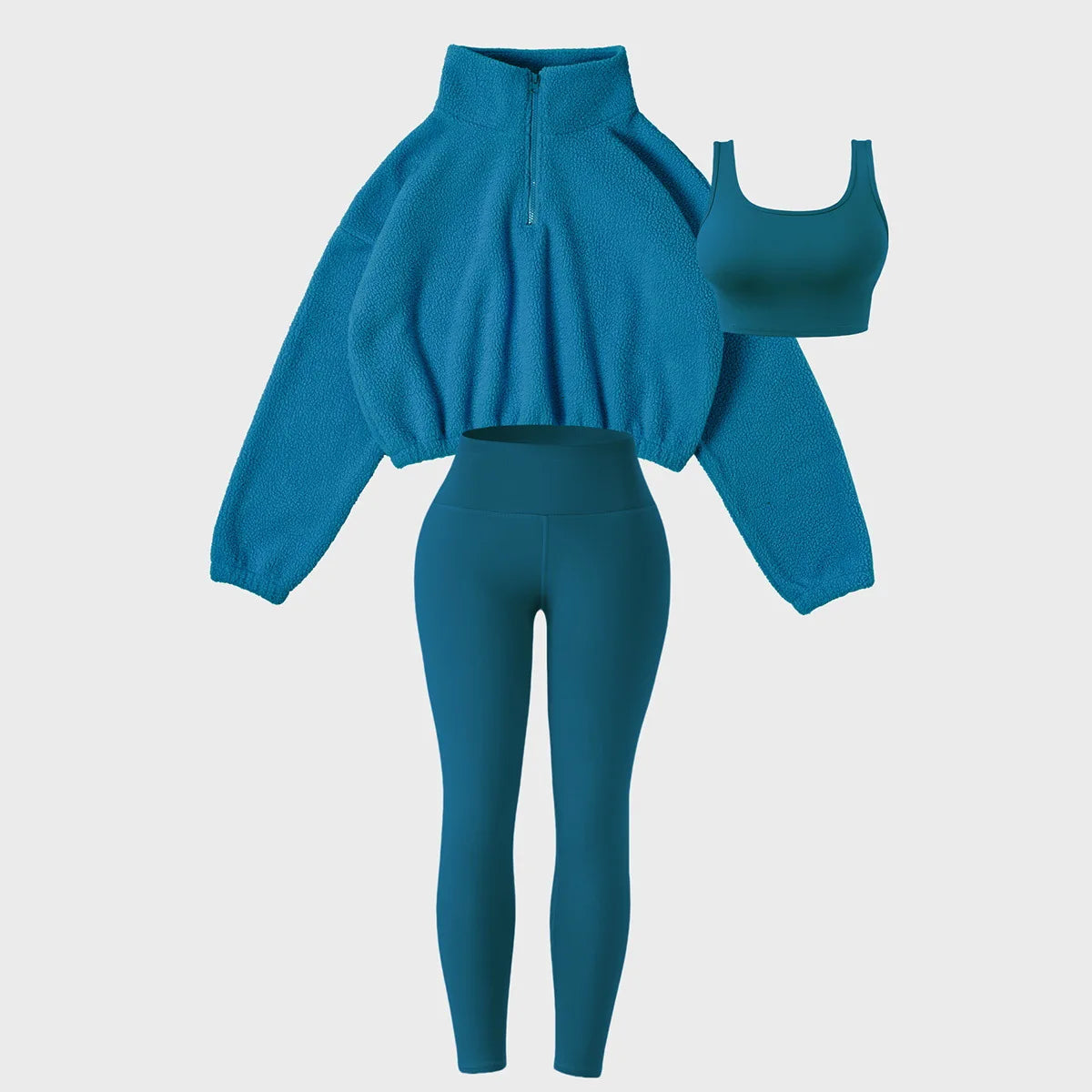 Women Three Pieces Hoodie Suits Furry Long Sleeve Pullovers with Tank Top Skinny Pants Women Sets Tracksuits Outfits Clothes