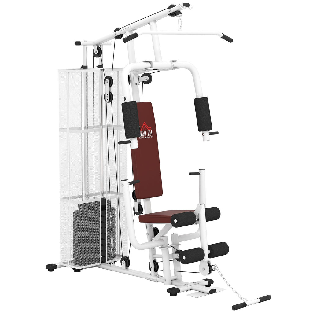 Multifunction Home Gym Weight Training Workout Station White