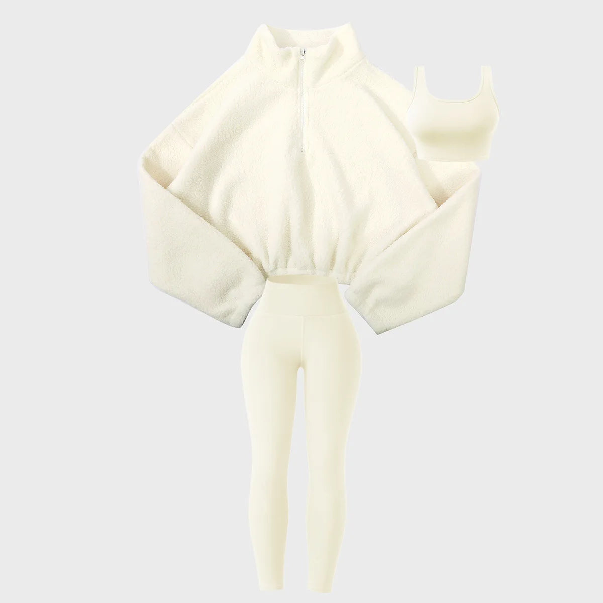 Women Three Pieces Hoodie Suits Furry Long Sleeve Pullovers with Tank Top Skinny Pants Women Sets Tracksuits Outfits Clothes