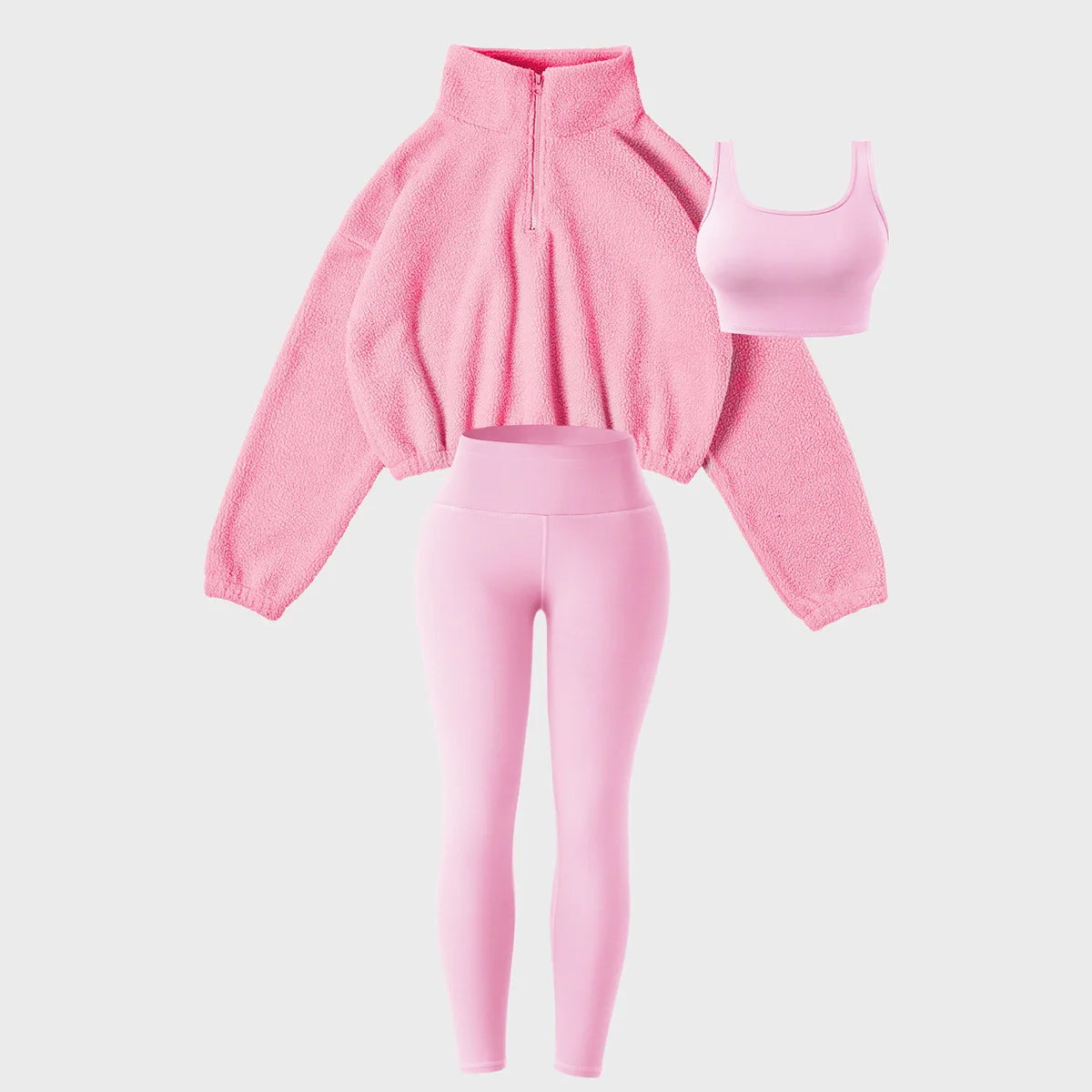 Women Three Pieces Hoodie Suits Furry Long Sleeve Pullovers with Tank Top Skinny Pants Women Sets Tracksuits Outfits Clothes