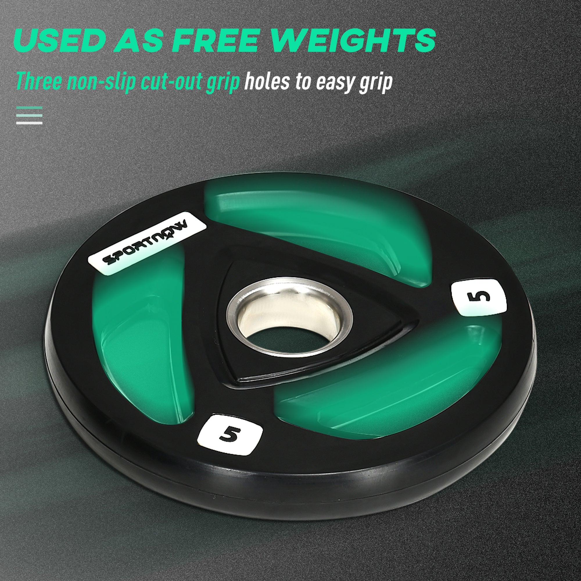 Two 10Kg Olympic Weight Plates, Tri-Grip Barbell Weights Set, with 5Cm Holes