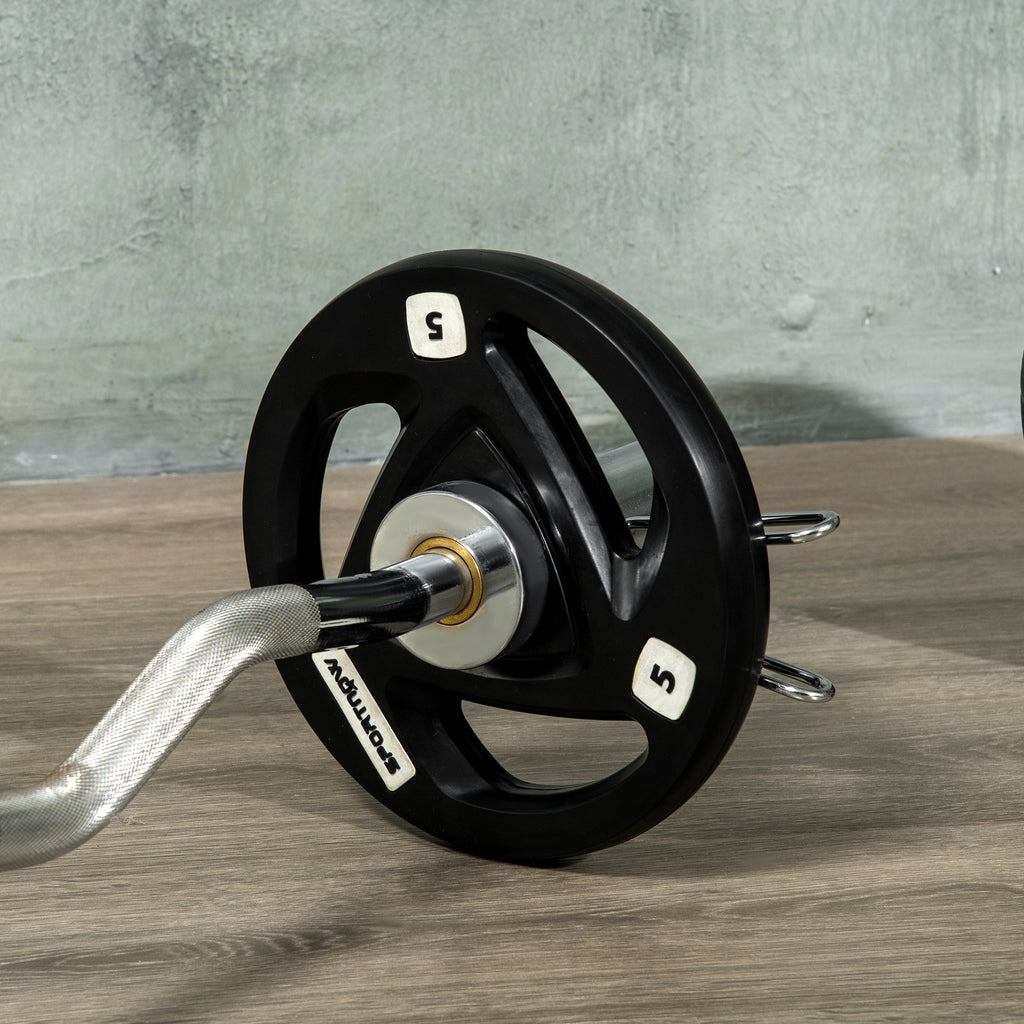 Two 10Kg Olympic Weight Plates, Tri-Grip Barbell Weights Set, with 5Cm Holes