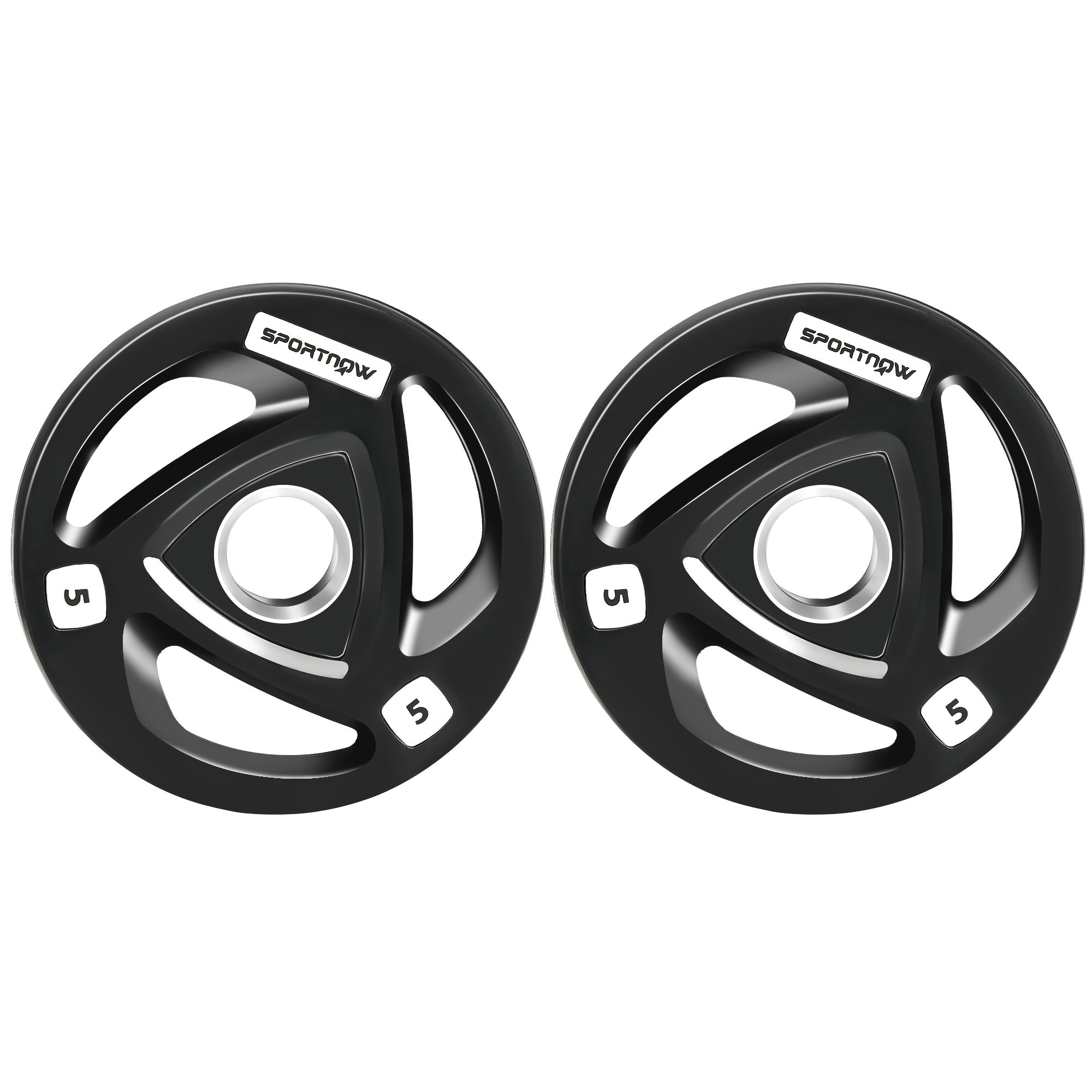 Two 10Kg Olympic Weight Plates, Tri-Grip Barbell Weights Set, with 5Cm Holes